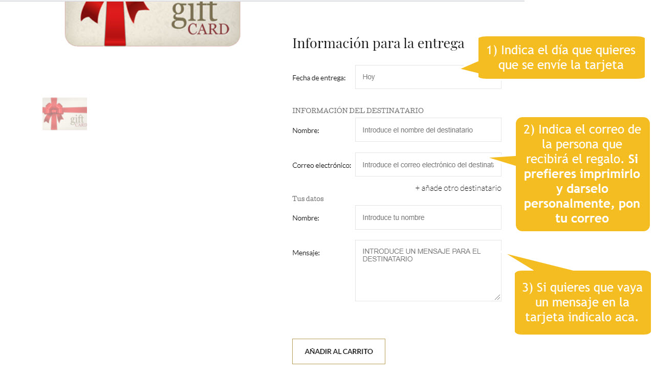 Instrucciones Giftcard